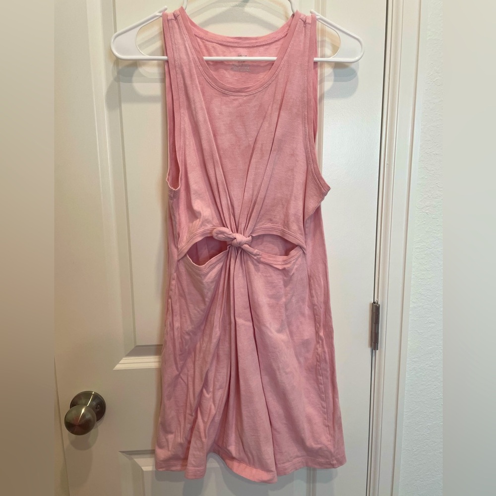Aerie Pink Tie-Dye cut out twist front Dress